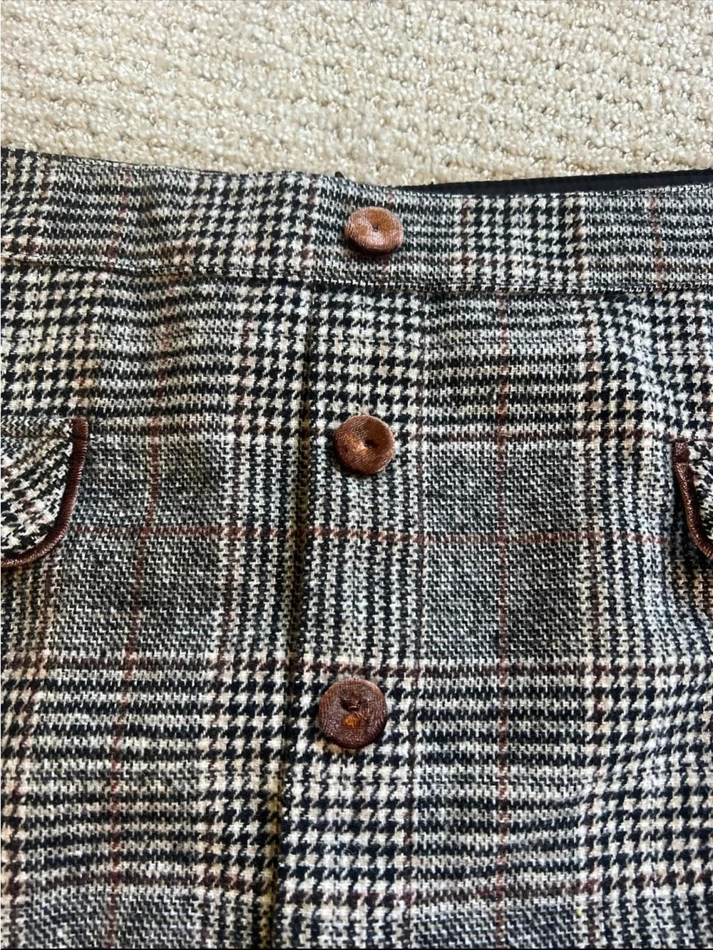 bagatelle Plaid Mini Skirt with Brown Piping